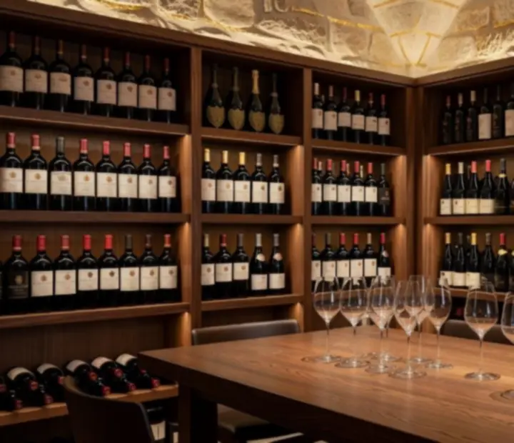 Cave à vin élégante d’un restaurant gastronomique