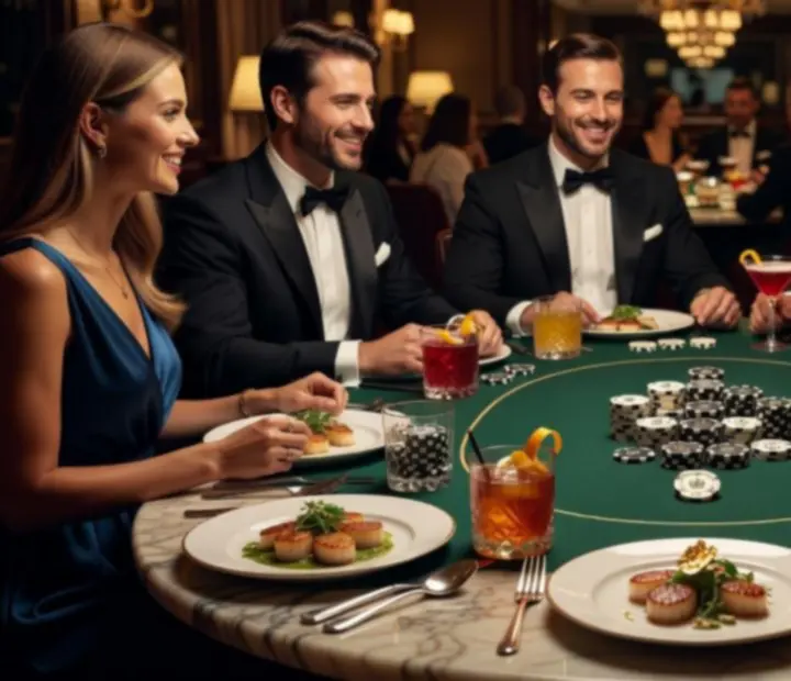 Ambiance de soirée poker élégante avec table dressée et jetons symboliques