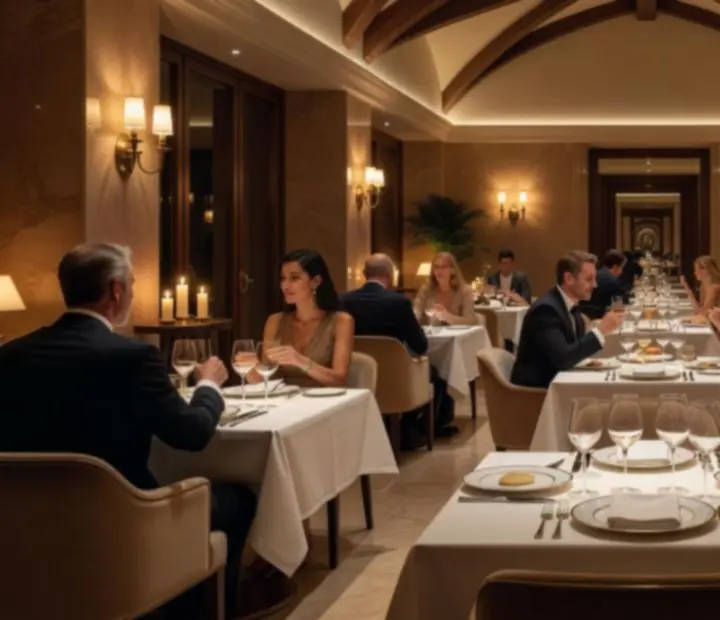 Intérieur d'un restaurant gastronomique contemporain et chaleureux