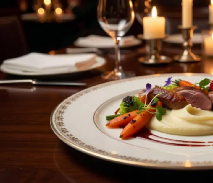 Assiette gastronomique raffinée du restaurant Sortie France